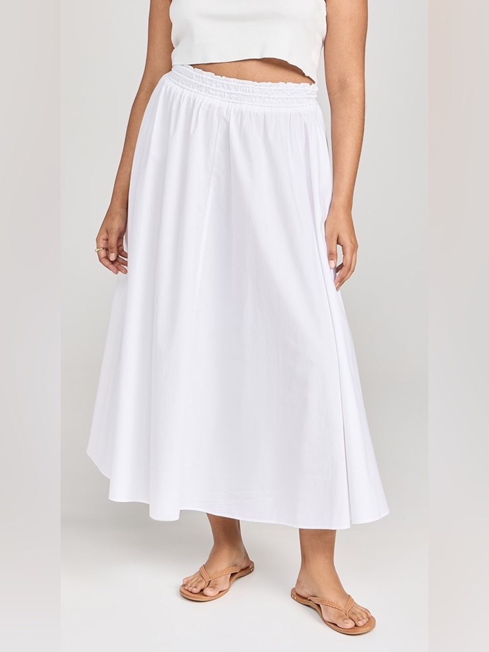 Madewell NWOT White Paperbag Pull On Midi Skirt Sz XL